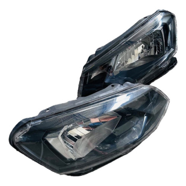 Par Faróis Máscara Negra Foco Simples Volks Gol G7 17/19